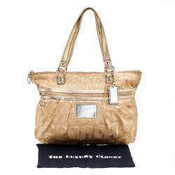 Pre Owned حقيبة يد كوتش بوبي غليم جلد وكانفاس مميز بيج