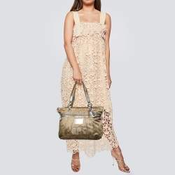 Pre Owned حقيبة يد كوتش بوبي غليم جلد وكانفاس مميز بيج