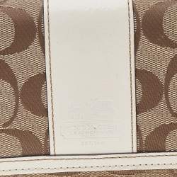Coach Beige/White Canvas and Leather Flap Continental Wallet