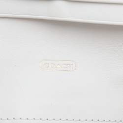 Coach Beige/White Canvas and Leather Flap Continental Wallet