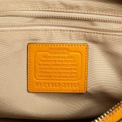 Pre Owned Coach Beige/Mustard Yellow Signature Canvas And Leather Legacy Haley Satchel