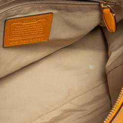 Pre Owned Coach Beige/Mustard Yellow Signature Canvas And Leather Legacy Haley Satchel