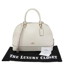 Pre Owned Coach White Leather Sierra Dome Satchel