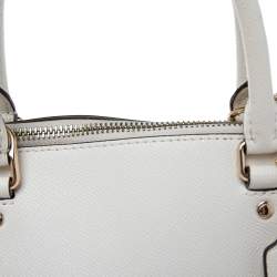 Pre Owned Coach White Leather Sierra Dome Satchel