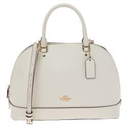 Pre Owned Coach White Leather Sierra Dome Satchel