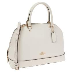 Pre Owned Coach White Leather Sierra Dome Satchel