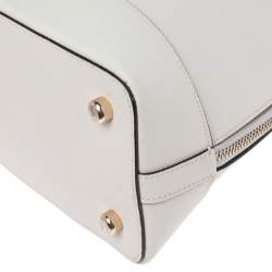 Pre Owned Coach White Leather Sierra Dome Satchel