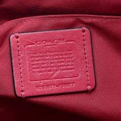 Pre Owned Coach Beige/Red Signature Coated Canvas and Patent Leather Mini Sierra Satchel