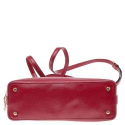 Pre Owned Coach Beige/Red Signature Coated Canvas and Patent Leather Mini Sierra Satchel