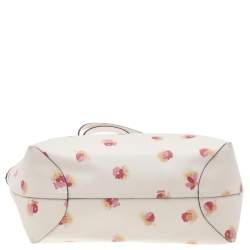 Coach White Coated Canvas And Leather Pop Floral Print City Tote