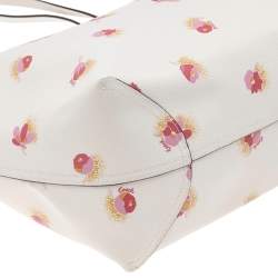 Coach White Coated Canvas And Leather Pop Floral Print City Tote