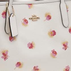 Coach White Coated Canvas And Leather Pop Floral Print City Tote