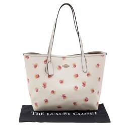 Coach White Coated Canvas And Leather Pop Floral Print City Tote