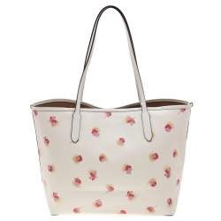 Coach White Coated Canvas And Leather Pop Floral Print City Tote