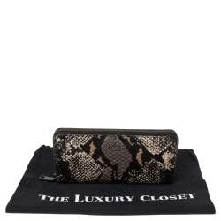 Coach Multicolor Python Embossed Leather Accordion Zip Around  Wallet