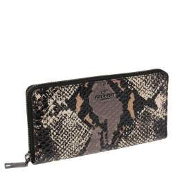 Coach Multicolor Python Embossed Leather Accordion Zip Around  Wallet