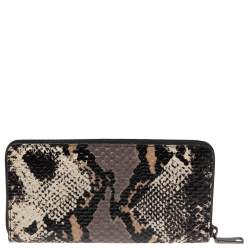 Coach Multicolor Python Embossed Leather Accordion Zip Around  Wallet