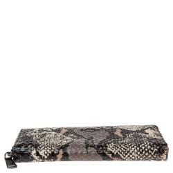 Coach Multicolor Python Embossed Leather Accordion Zip Around  Wallet