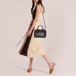 Pre Owned Coach Black/Brown Signature Coated Canvas and Leather Mini Bennett Satchel