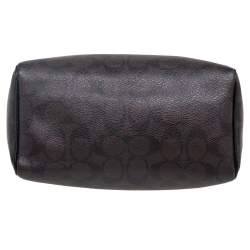Pre Owned Coach Black/Brown Signature Coated Canvas and Leather Mini Bennett Satchel