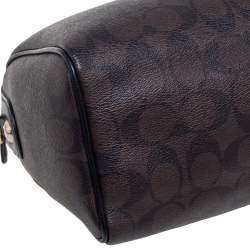 Pre Owned Coach Black/Brown Signature Coated Canvas and Leather Mini Bennett Satchel