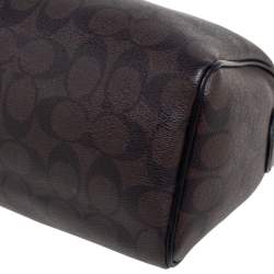 Pre Owned Coach Black/Brown Signature Coated Canvas and Leather Mini Bennett Satchel