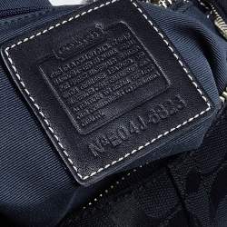 Pre Owned حقيبة هوبو كوتش جلد وكانفاس بالشعار أسود بإبزيم