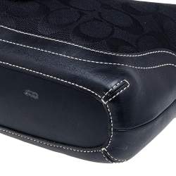 Pre Owned حقيبة هوبو كوتش جلد وكانفاس بالشعار أسود بإبزيم