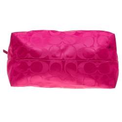 Pre Owned Coach Pink Nylon Getaway Packable Weekender Tote
