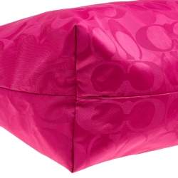 Pre Owned Coach Pink Nylon Getaway Packable Weekender Tote