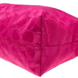 Pre Owned Coach Pink Nylon Getaway Packable Weekender Tote