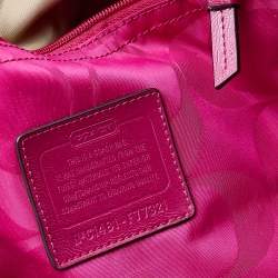 Pre Owned Coach Pink Nylon Getaway Packable Weekender Tote