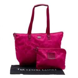 Pre Owned Coach Pink Nylon Getaway Packable Weekender Tote