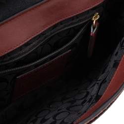 Pre Owned Coach Red Leather And Suede Bleecker Mini Brooklyn Top Handle Bag