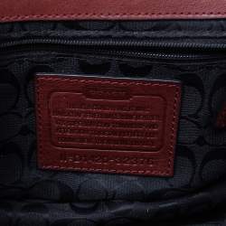 Pre Owned Coach Red Leather And Suede Bleecker Mini Brooklyn Top Handle Bag