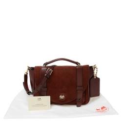 Pre Owned Coach Red Leather And Suede Bleecker Mini Brooklyn Top Handle Bag