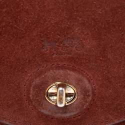 Pre Owned Coach Red Leather And Suede Bleecker Mini Brooklyn Top Handle Bag