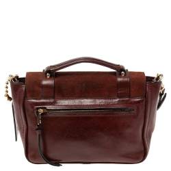 Pre Owned Coach Red Leather And Suede Bleecker Mini Brooklyn Top Handle Bag