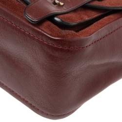 Pre Owned Coach Red Leather And Suede Bleecker Mini Brooklyn Top Handle Bag