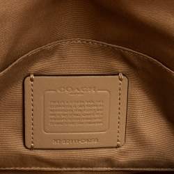 Pre Owned Coach Cream Carriage Print Coated Canvas and Leather Saddle Shoulder Bag