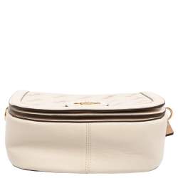Pre Owned Coach Cream Carriage Print Coated Canvas and Leather Saddle Shoulder Bag
