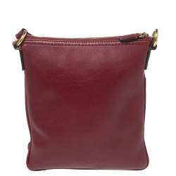 Pre Owned Coach Burgundy Leather Crossbody Messenger Bag