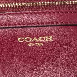 Pre Owned Coach Burgundy Leather Crossbody Messenger Bag