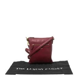 Pre Owned Coach Burgundy Leather Crossbody Messenger Bag