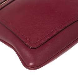 Pre Owned Coach Burgundy Leather Crossbody Messenger Bag