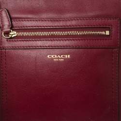 Pre Owned Coach Burgundy Leather Crossbody Messenger Bag