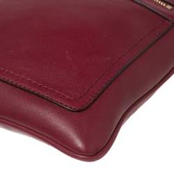 Pre Owned Coach Burgundy Leather Crossbody Messenger Bag