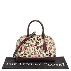 مملوكة مسبقًا حقيبة ساتشل كوتش سييرا جلد وجلد لامع مطبوع زهور بيج/بني صغيرة