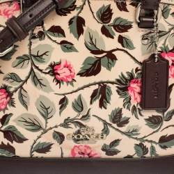 مملوكة مسبقًا حقيبة ساتشل كوتش سييرا جلد وجلد لامع مطبوع زهور بيج/بني صغيرة