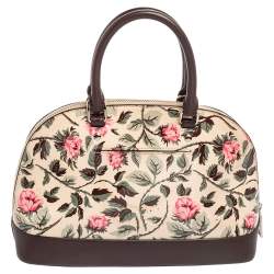 مملوكة مسبقًا حقيبة ساتشل كوتش سييرا جلد وجلد لامع مطبوع زهور بيج/بني صغيرة